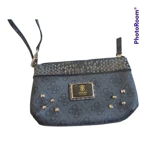 GUESS Marciano Blue Studded G Logo Wristlet Clutch